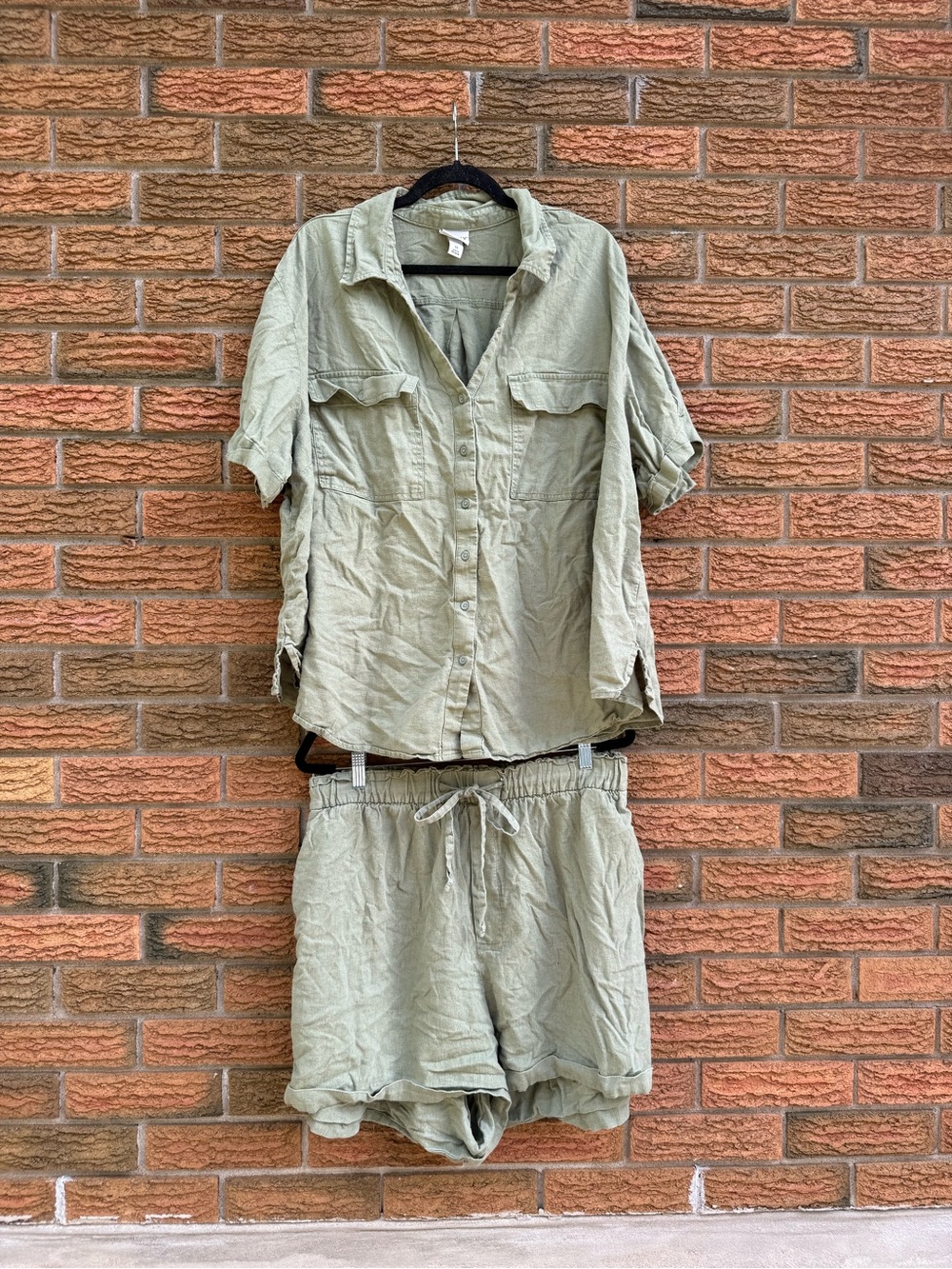 Army Green Shirt and Short Set